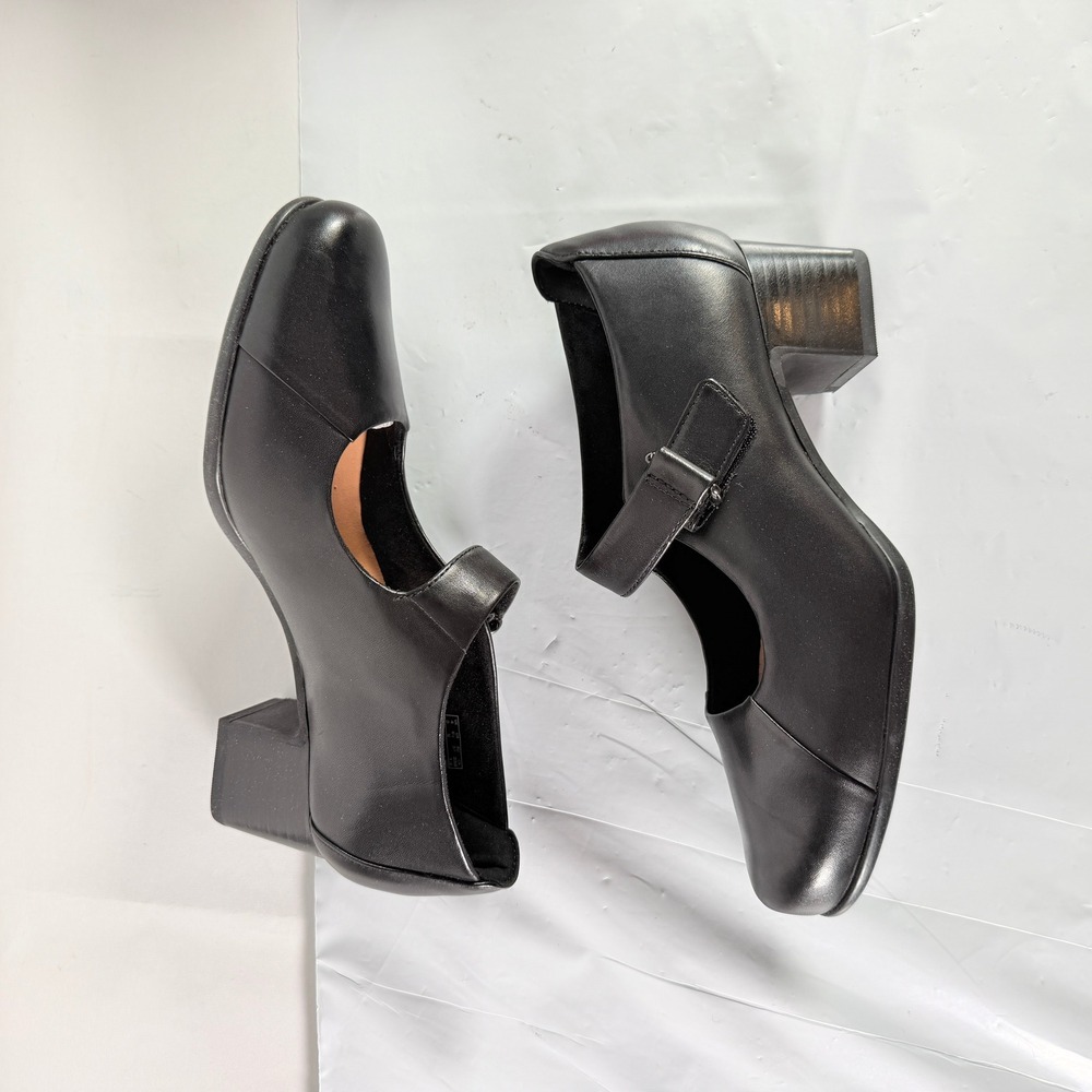 Clarks Un Damson Vibe Black Leather Mary Jane Block Heels Size 6.5 M - Picture 6 of 11